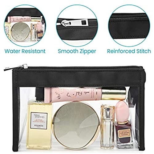 Cambond Clear Makeup Bag Waterproof Clear Cosmetics Bag TSA Approved Toiletry Bags for Vacation Bathroom and Organizing Clear Pencil Case Stationary Organizer (2 Pack)