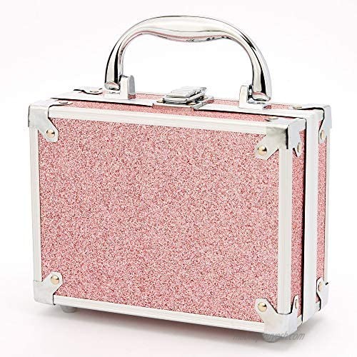Claire’s Glitter Travel Case Makeup Set for Girls Pink Powder Includes Eyeshadows Lip Glosses and Applicators