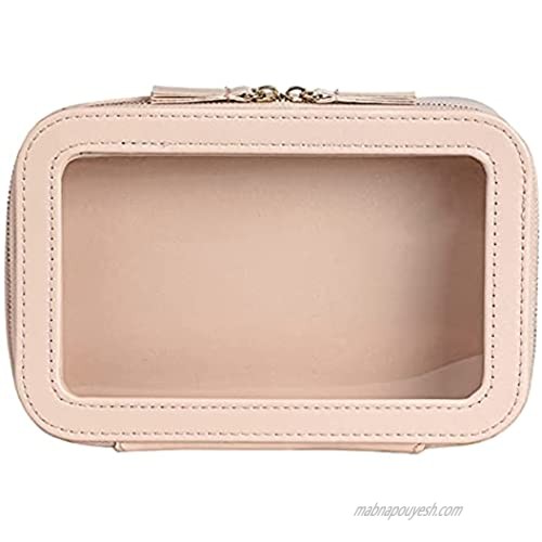 Clear Makeup Bag Cosmetic Travel Case Waterproof Toiletry Bag for Women (Pink)