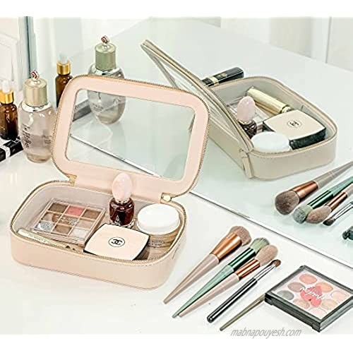 Clear Makeup Bag Cosmetic Travel Case Waterproof Toiletry Bag for Women (Pink)