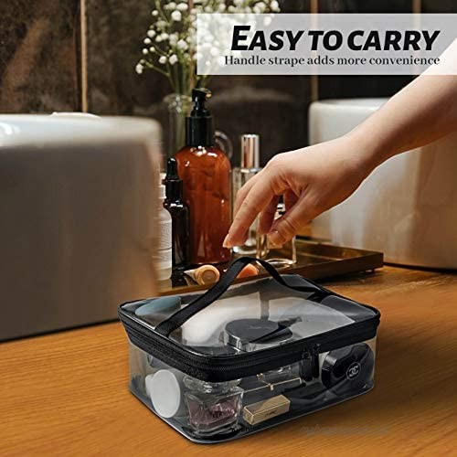 Clear Makeup Bag with Zipper and Handle Portable Transparent Travel Toiletry Carry Pouch set for Women Men Aveniee Waterproof PVC Cosmetic Case Organizer with Big Storage for Bathroom Vacation 2Pcs