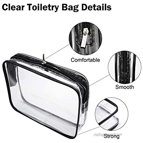 Clear Toiletry Bag Quart Size Bag Travel Makeup Cosmetic Bag PVC Toiletries Cosmetic Pouch for Women Men 3PCS