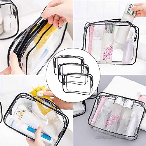 Clear Toiletry Bag Quart Size Bag Travel Makeup Cosmetic Bag PVC Toiletries Cosmetic Pouch for Women Men 3PCS