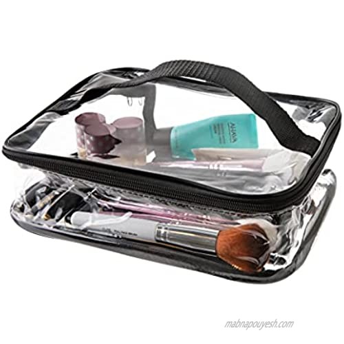 Clear Travel Cosmetic Bag Makeup Pouch  Train Case Organizer with Top Handle Large