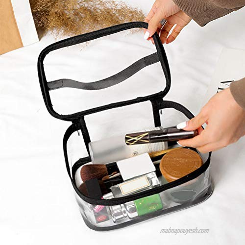 Clear Travel Makeup Bag Heavy Duty Toiletry Bag Zipper Waterproof Transparent Pouch Organizer Bag Cosmetics Bag Pouch PVC Bags With Handle for Vacation Travel Bathroom