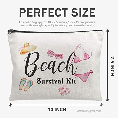 Cosmetic Pouch For Women - Beach Survival Kit-Cute Accessories Organizer Girl Friends Gifts Wife Sisters Mother'Day Makeup Bag Travel Case Stash Box