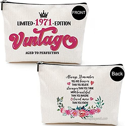 Fun 50 Years Old Birthday Gifts  50th Birthday Gifts for Women 1951 Birthday Gifts for Women-Limited 1951 Edition Vintage-Gifts for Mom  Wife  Friend  Sister  Her  Colleague  Coworker-Funny Makeup Bag