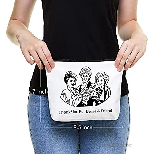 Funny Makeup Bag Gift for Women Friends Sister | Thank You for Being A Friend Golden Girls Makeup Pouch Cosmetic Travel Accessories Bag Gifts for Birthday Christmas (Red)
