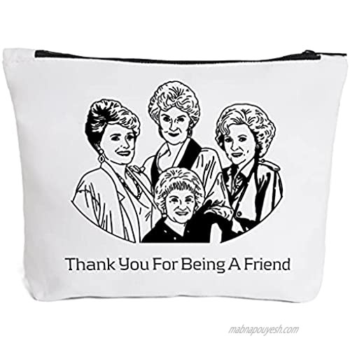 Funny Makeup Bag Gift for Women Friends Sister | Thank You for Being A Friend Golden Girls Makeup Pouch Cosmetic Travel Accessories Bag Gifts for Birthday Christmas (Red)