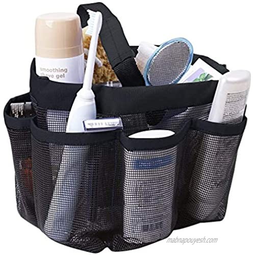 Greenery Quick Drying Oxford 8 Pockets Hanging Mesh Shower Caddy Organizer Toiletry Tote Makeup Cosmetic Storage Bag Travel Camp Gym Dorm Bathroom Accessory Pouch Case Holder with Handles