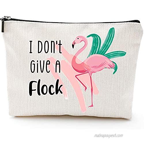 I Don't Give A Flock - Flamingo Bag  Flamingo Gift  Funny Pun Makeup Bag Fun Gifts for Women