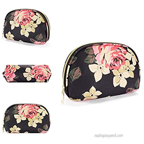 ibeacos Makeup Bag Travel Cosmetic Organizer Bag for Women Girls Floral Make up Pouch for Purse Peony