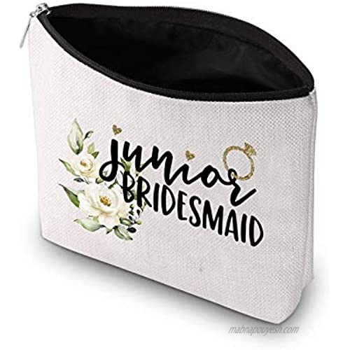 JXGZSO Junior Bridesmaid Gift Junior Bridesmaid Makeup Bag Cosmetic Bag Bridal Party Gifts (Junior Bridesmaid Bag)