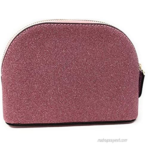 Kate Sapde New York Small Dome Cosmetic Make-Up Clutch Bag Glitter Pink