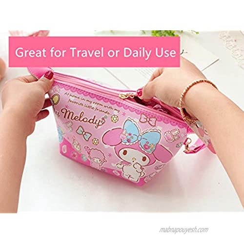 Kerr's Choice My Melody Sanrio Cosmetic Makeup Bag Kawaii Bag | Cute Toiletry Bag Travel Accessories Kawaii Makeup Bag Sanrio Items