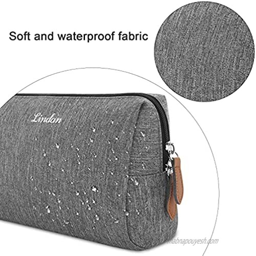 Large Makeup Bag Zipper Pouch Lindan Make Up Toiletry Bags Cosmetics Travel Bag Organizer Gift for Women Girls Bridesmaids with Carry Strap Grey