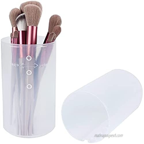 Makeup Brush Holder Travel Plastic Case Organizer Bag Cup Storage Waterproof Dustproof for Women and Girls  Large Size Can Hold More Than 10 pcs Makeup Brushes (Transparent)