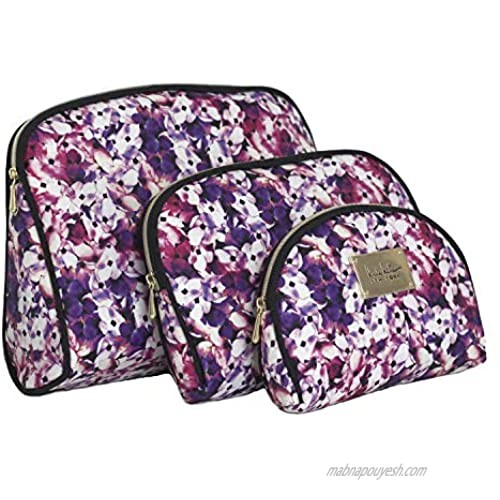 Nicole Miller 3 Pc Cosmetic Bag Set  Purse Size Makeup Bag for Women  Toiletry Travel Bag  Makeup Organizer  Cosmetic Bag for Girls Zippered Pouch Set  Large  Medium  Small (Colorful Floral Print)