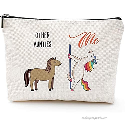Niece Gifts from Aunt Funny Gifts for Niece Aunt Gift  Funny Aunt gifts Auntie gifts from Niece Nephew Best Aunt Gifts Makeup Bag  Make Up Pouch Unicorn  Funny Handle Bag  Prize for Aunt