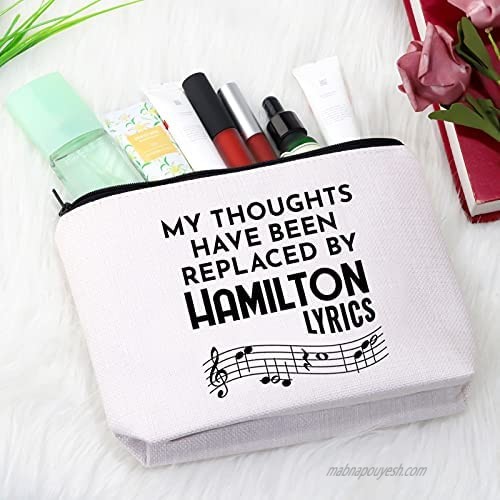 Novelty Hamilton Musical Gift My Thoughts Have Been Replaced by Hamilton Lyrics Cosmetic Bag (HAMILTON LYRICS Cosmeticbag)