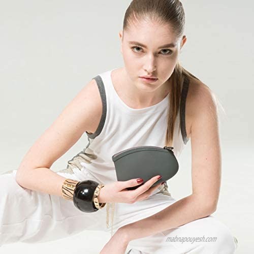 Pudinbag Small Makeup Cosmetic Pouch Bag for Women Purse | Charcoal | Silicone Waterproof Vegan