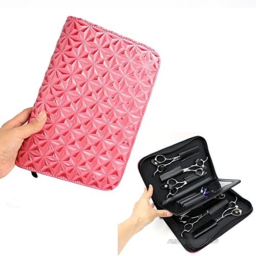 SMITH CHU Hair Shear Scissors Bag Holder - Barber Pouch Cases for Hairdressers - Salon Tools Holster Diamond Quilted Pattern Bag (pink)