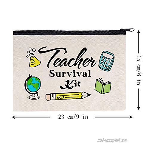 Teacher Gifts Teacher Survival Kit 8 Pieces Makeup Pouch Cosmetic Bag Travel Toiletry Case Pencil Bag with Zipper for Holiday Christmas Teacher Appreciation Gift Bulk
