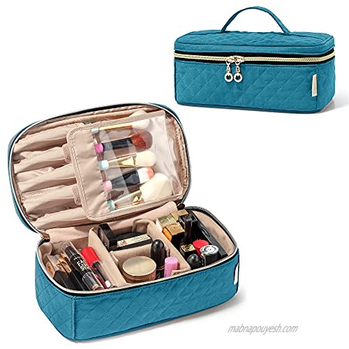 Teamoy Travel Makeup Brush Case  Makeup Train Organizer Bag with Handle for Makeup Brushes(up to 9-inch) and Essentials  Medium  Teal(BAG ONLY)