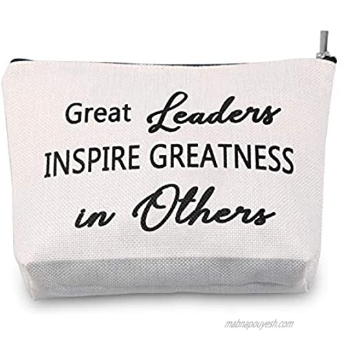 TSOTMO Boss Gift Boss Appreciation Gifts Colleague Leaving Retirement Great Leaders Inspire Greatness in Others Makeup Bag Women Cosmetic Bags Travel Pouches Toiletry Bag Cases (Great Leaders)