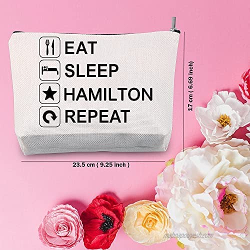 TSOTMO Hamilton Gift Eat Sleep Hamilton Repeat Cosmetic Bags Broadway Musical Gift Hamilton Fans Gift for Her (REPEAT)