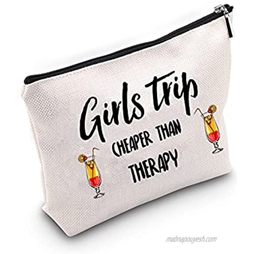 ZJXHPO Girls Weekend 2021 Gift Girls Trip Cheaper Than Therapy Makeup Bag Girls Getaway Gift Bachelorette Party Gift (Girls Trip)