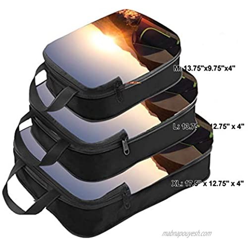 3 Set Compression Packing Cubes Travel Luggage-Organizer Set Packs More in Less Space (Camping)