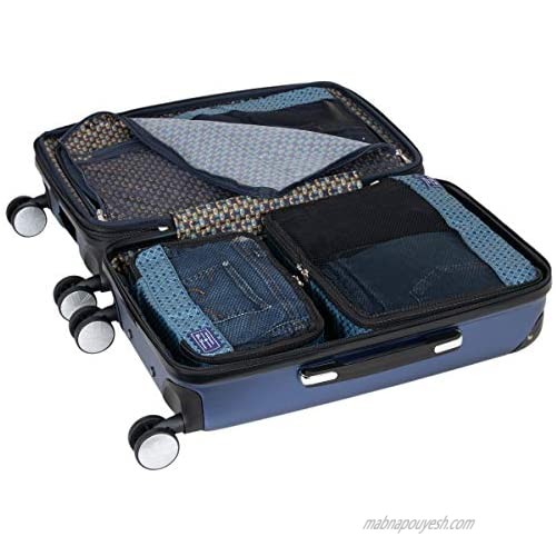 Ben Sherman 3-Piece (Small Medium Large) Lightweight Durable Printed Organizer Packing Cube Travel Set for Luggage Dusk Blue/Navy One Size