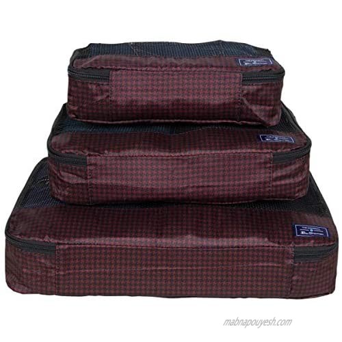 Ben Sherman 3-Piece (Small Medium Large) Lightweight Durable Printed Organizer Packing Cube Travel Set for Luggage Houndstooth One Size