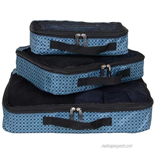 Ben Sherman 3-Piece (Small  Medium  Large) Lightweight Durable Printed Organizer Packing Cube Travel Set for Luggage  Dusk Blue/Navy  One Size