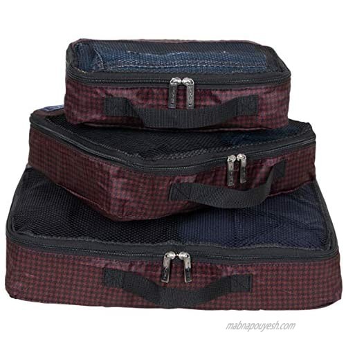 Ben Sherman 3-Piece (Small  Medium  Large) Lightweight Durable Printed Organizer Packing Cube Travel Set for Luggage  Houndstooth  One Size