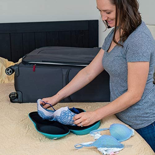 Bra Travel Case and Protector - Crush-Free Lingerie Organizer - Bra Storage Case – Bra Travel Case Women - Lingerie Organizing Bag - MEDIUM Size Fits Bra Sizes 30A to 36C (Teal)