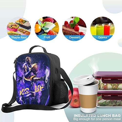CAPTIVATE HEART Kobe-bry-ant Women Lady Lunch Bag Kobe-bry-ant Fashion Cooler Box for Work Camping Insulated Lunch Box freezable Dinner Tote Bag with Zipper.