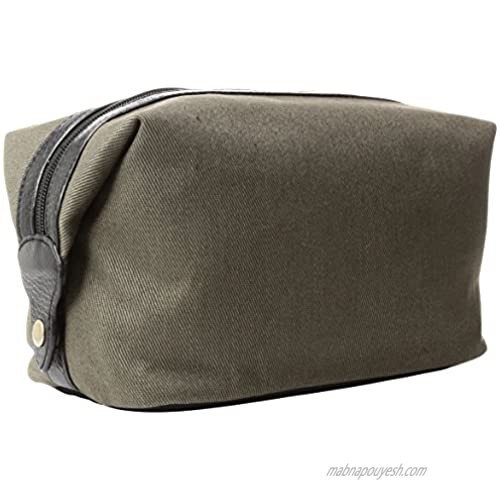 Dopp Men's Hampton Carry-All Kit-Cotton Twill with Leather Trim Olive One Size