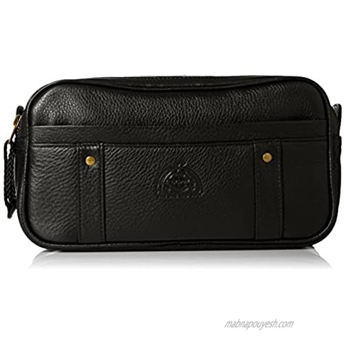 Dopp Men's Soho Leather Top Zip Travel Kit  black  One Size
