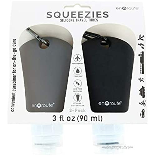 en route Squeezies Silicone Travel Tubes with Carabiner Hook (Pack of 2)