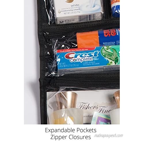 Fishers Finery Small Travel Toiletry Bag Hanging Cosmetic Organizer Mens Bathroom Bag (Black S)