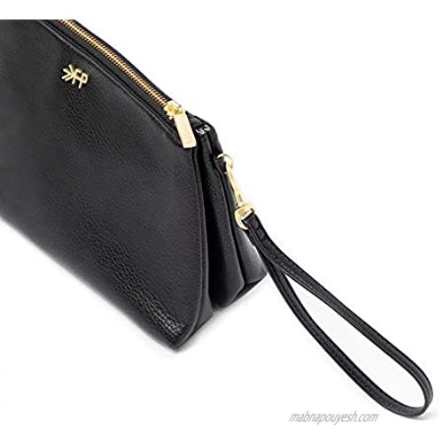 Freshly Picked - Classic Zip Pouch - Diaper Bag Accessory - Vegan Leather Clutch Wallet (Ebony)