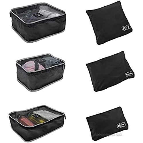 GForce Toiletry Bag 6 Piece Ultimate Traveling Set  Packing Cube  Organizer  Storage  Water Resistant  Black