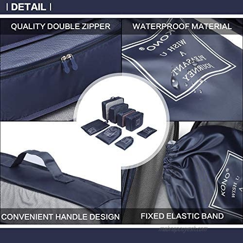 Kono 8PCS Packing Cubes for Suitcases Storage Bags for Travel Luggage Packing Organizers Set for women (Navy blue)