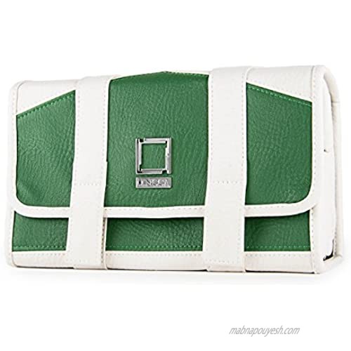 Lencca Stowaway Compact Roll Up Pouch  Emerald Green/Cream Beige  One Size