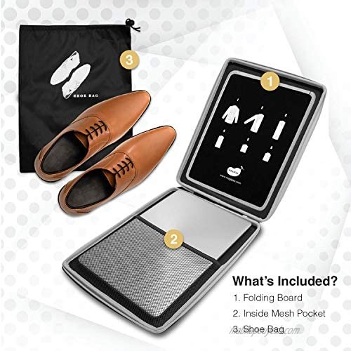 Magipea Travel Shirt Case | Protection Against Dust Moisture and Wrinkle for Shirt and Laptop Storage with Collar Protection Inside Mesh Pocket Folding Board and Shoe Pouch