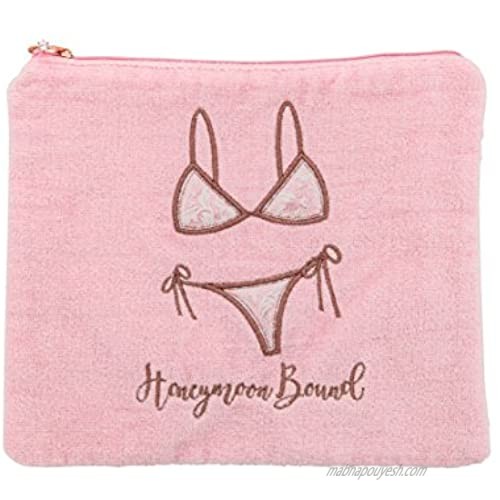 Miamica Women's Honeymoon Bound Bridal Terry Bikini Bag  Travel Accessory  Pink  One Size
