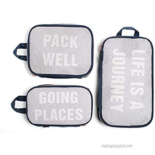 Miamica Women's Packing Cubes for Travel  3-piece Set  Navy  One Size