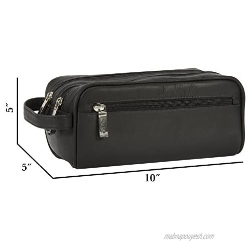 Muiska Leather Tomas Classic Double Zippered Travel Dopp Kit Toiletry Bag